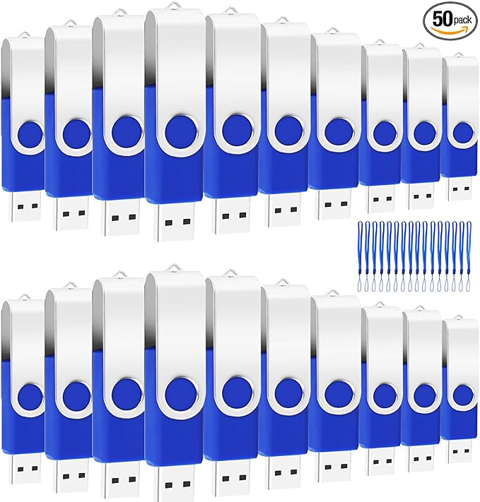 50-Pack of 2GB USB Flash Drive Bulk EASTBULL FAT32 Thumb Drives Pack (Blue)