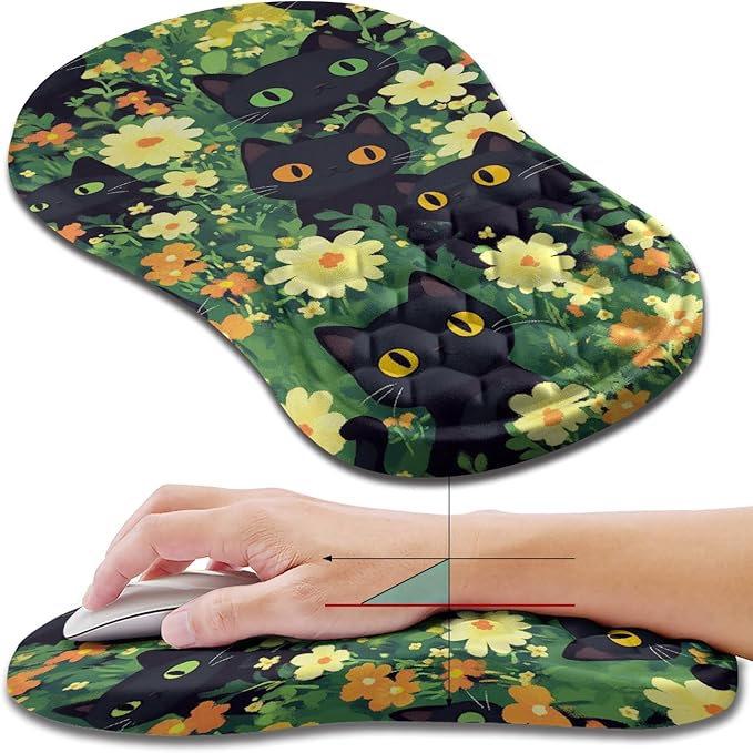 Hokafenle Ergonomic Mouse Pad Wrist Support, Wrist Rest Mousepad for Carpal Tunnel Pain Relief with Integrated Memory Foam Slope Massage Bulge (11.8x7.9 inch