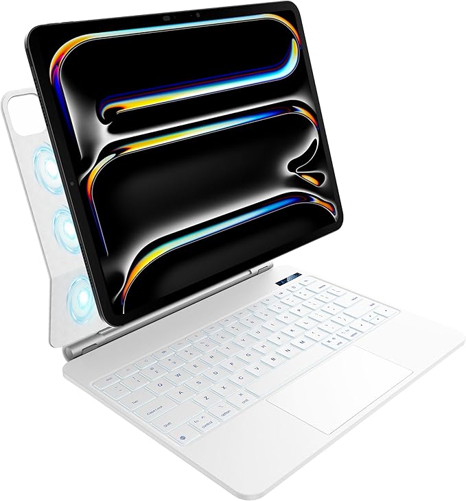 nimin Keyboard Case for 2024 iPad Air 13 and iPad Pro 12.9 6th, 5th, 4th, 3rd Gen,Magic Keyboard for iPad Pro 12.9, Trackpad,Magnetic Attach,7-Color Backlight, Auto Sleep/Wake