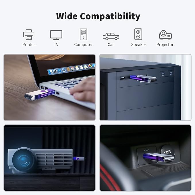 ABLAZE 2GB Flash Drive 2 Pack, USB 2.0 Thumb Drives with Lanyards Swivel USB Memory Stick 2GB(Green and Purple