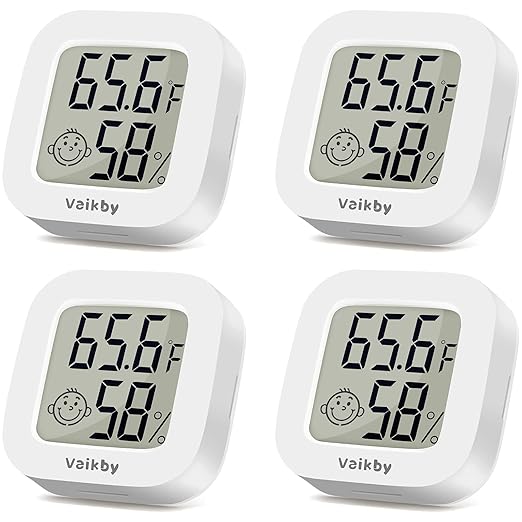 Vaikby Indoor Thermometer 2Pack, Humidity Gauge Meter Digital Hygrometer Room Thermometer for Home, Hight Accurate Temperature and Humidity Monitor for Greenhouse, Reptile, Humidors, Cellar, Office
