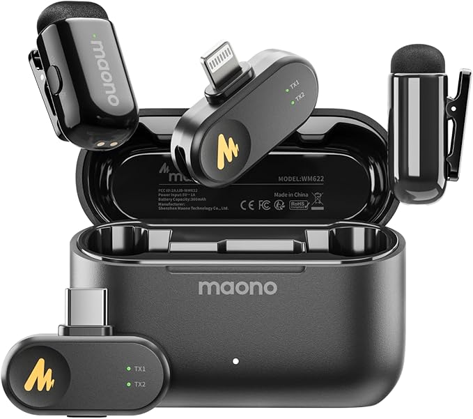 MAONO Wave T1 Mini Lavalier Microphone for iPhone/Android with USB C Plug