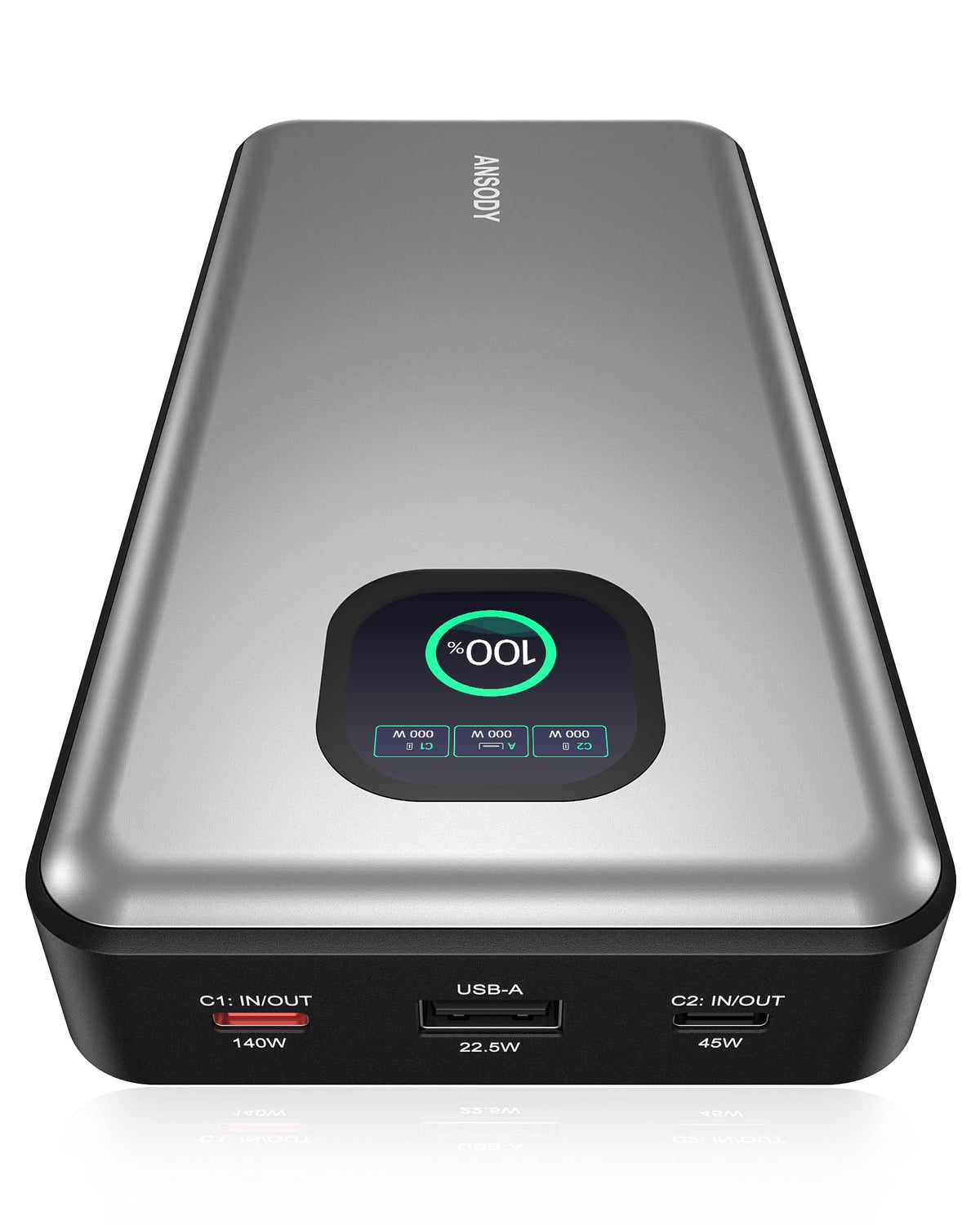 Ansody 140W Laptop Power Bank, 25000mAh with TFT Smart Digital Display