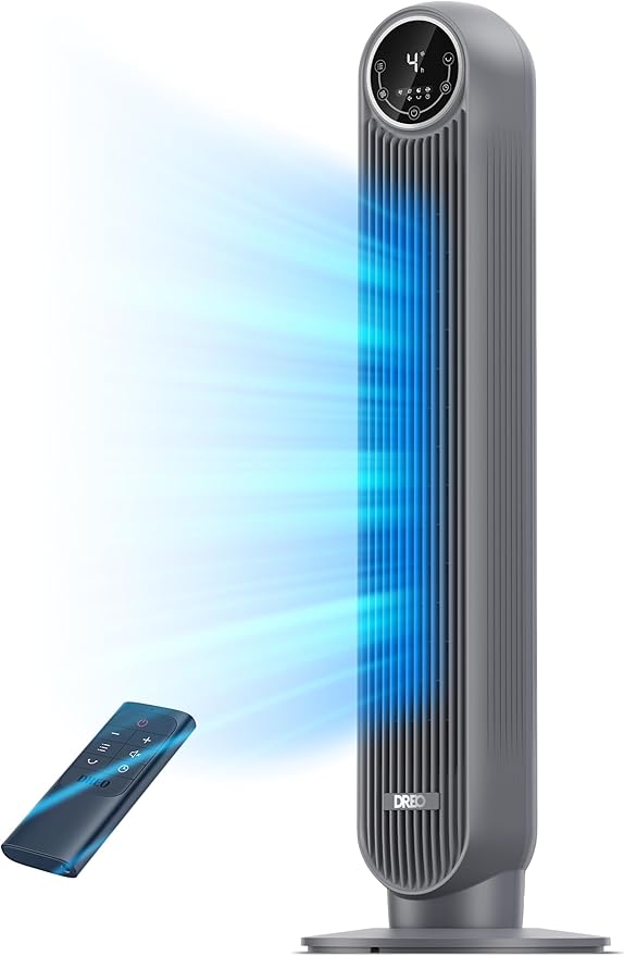 DREO Tower Fan for Bedroom, 28ft/s Velocity, 20dB Ultra Quiet, 8 Speeds