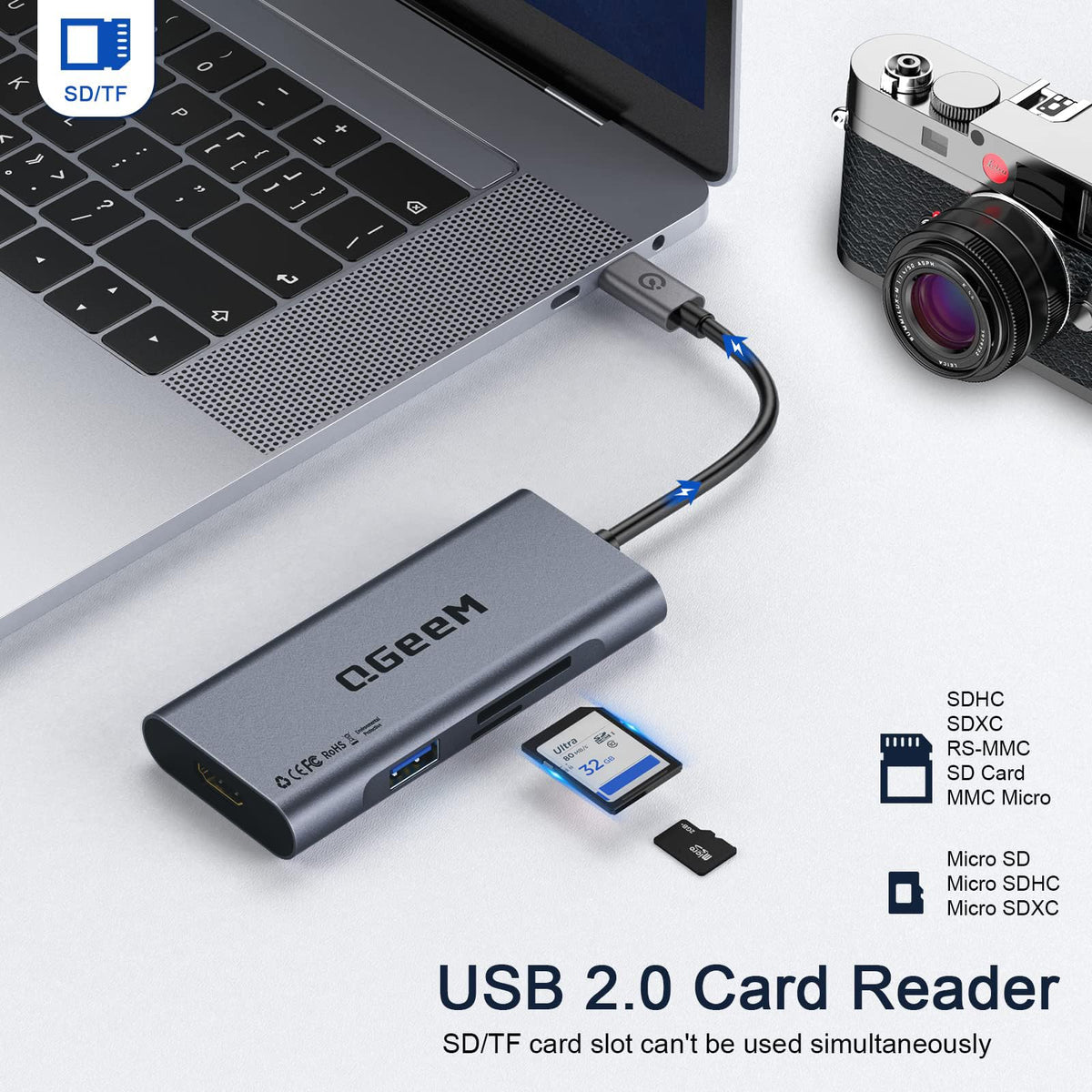 USB Docking Station,QGeeM Triple Monitor DisplayLink Docking Station for Laptop with HDMI,VGA,100W PD Charging,Gigabit Ethernet,SD/TF Reader,5 USB Ports,Compatible with MacBook,Dell,HP,Lenovo