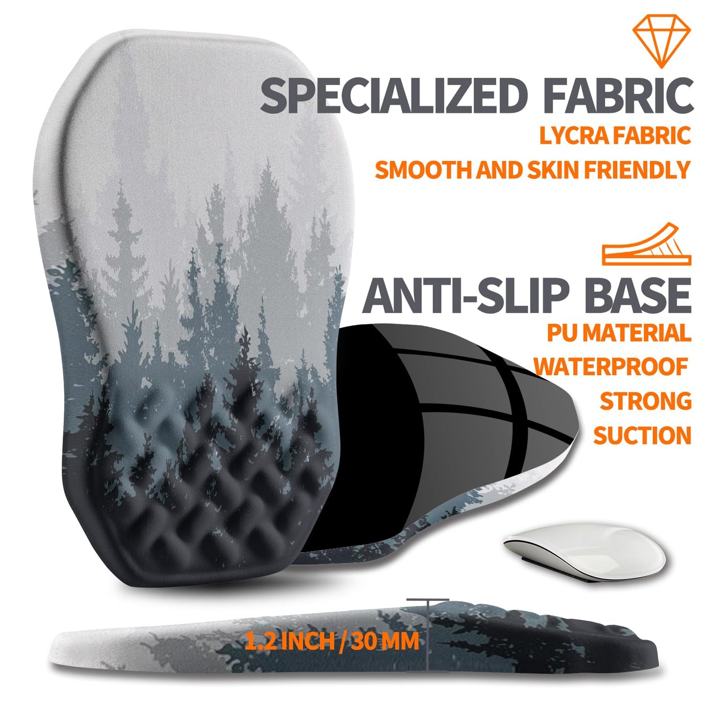 Armanza Ergonomic Slope Mouse Pad Wrist Support, Wrist Rest Mousepad for Carpal Tunnel Pain Relief with Massage Bulge and Slow Rebound Memory Foam (12x8 inch, Forest)
