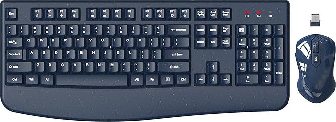 Wireless Keyboard and Mouse Combo, EDJO 2.4G Full-Sized Ergonomic Computer Keyboard with Wrist Rest and 3 Level DPI Adjustable Wireless Mouse for Windows, Mac OS Desktop/Laptop/PC (Pink)