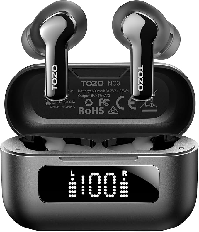 TOZO Hybrid Active Noise Cancelling in Ear Wireless Earbuds, 68H Playtime