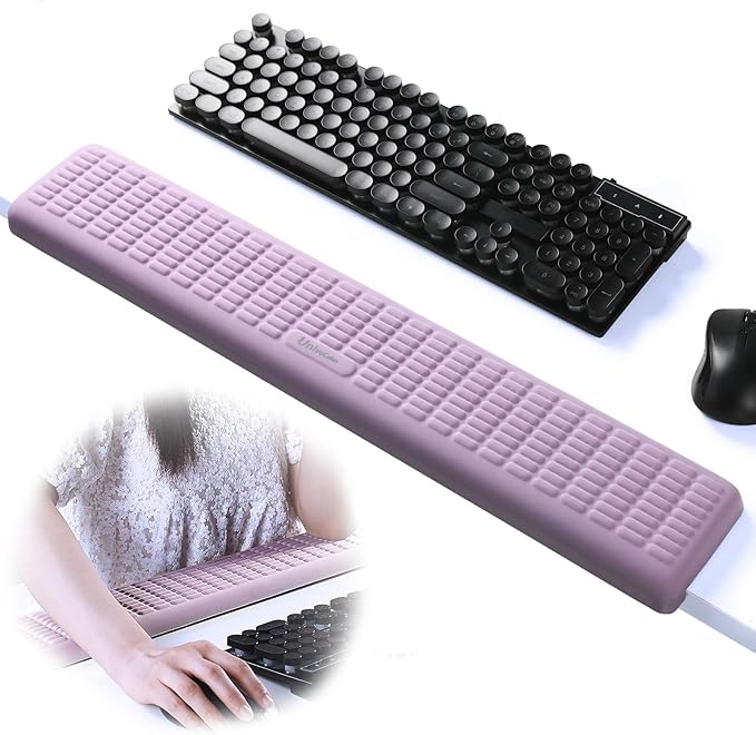 UnivoColors PostureUp L-Shaped Desk Long Wrist Rest Elbow, Non-Slip, Memory Foam, Desk Edge Support, Ergonomic Design for Long-Hour Work (23.6 * 3.9 inch One-Piece Design