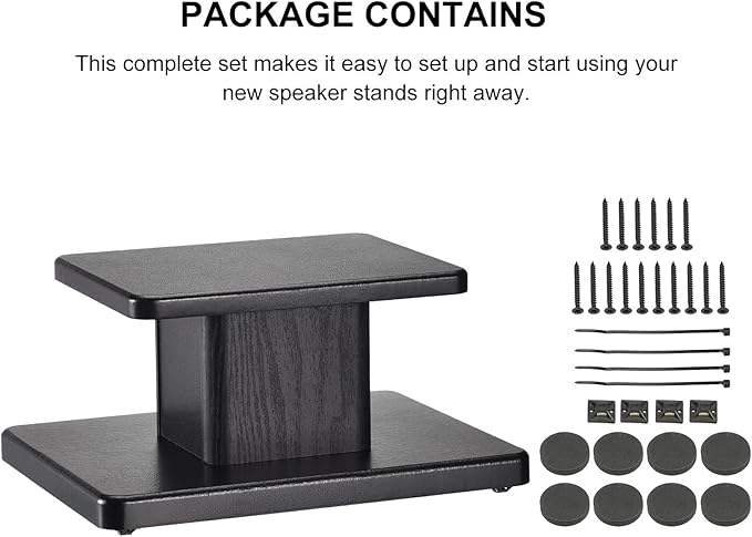 MECCANIXITY Wood Speaker Stands, 2 Pack 15.7 Inch (40cm) Universal Speaker Stand Hollowed Bases Enhanced Audio Listening for Home Theaters Cinema