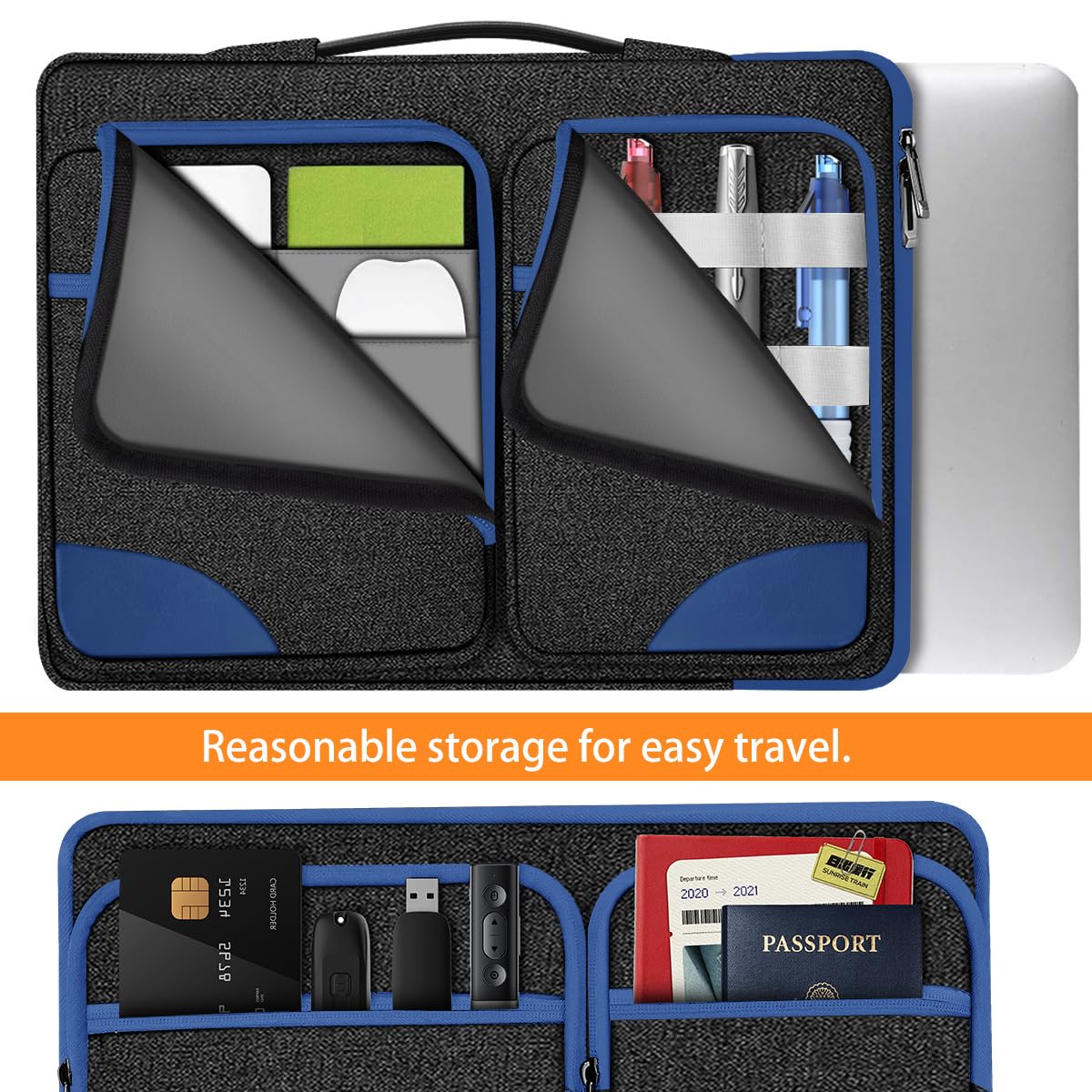 ZINZ 360 Protective Laptop Case 15" 15.6" 16" Sleeve, Water-Resistant Handbag with Straps Compatible with 16" MacBook Neo, MacBook Pro Air 16"/15", XPS 16" and Most 15" 15.6" 16" Notebooks,B01BL02