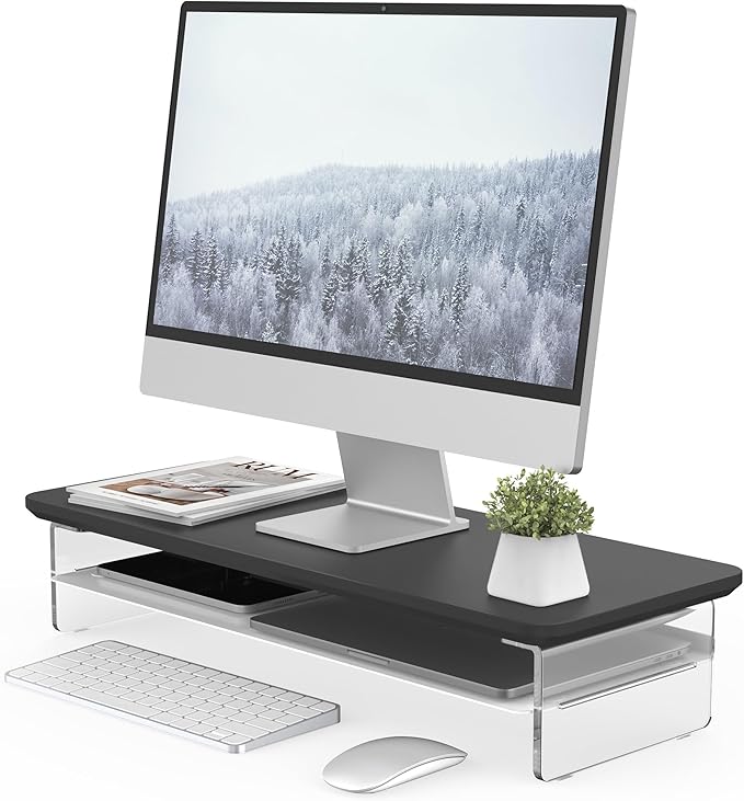 Fenge 42.5" Dual Monitor Stand with Clear Acrylic Legs