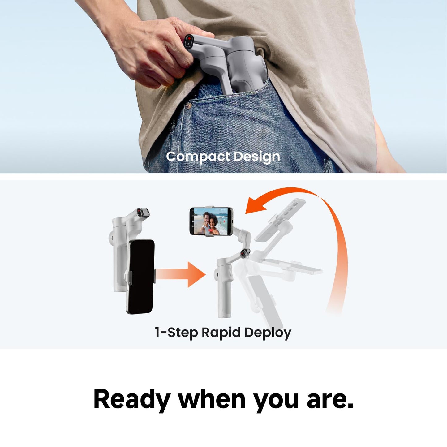 Insta360 Flow 2 Pro White - Industry-First AI Phone Gimbal with Apple DockKit, Pioneering 360º Pan Tracking, Free Tilt, Built-in Tripod/Selfie Stick, Portable Vlog/Travel Stabilizer
