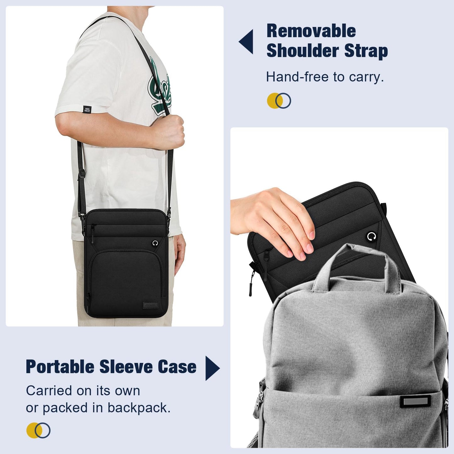 MoKo 15 Inch 360° Protective Laptop Sleeve Shoulder Bag with Earphone Port