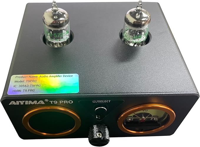 AIYIMA T9 PRO 200W Bluetooth Amplifier HiFi Digital Class D Power Amp 2.0/2.1 Channel Vacuum Tube DAC Amp with VU Meter & Bass Treble Bluetooth 5.2 Coaxial Optical PC-USB inputs (AIYIMA T9 PRO)