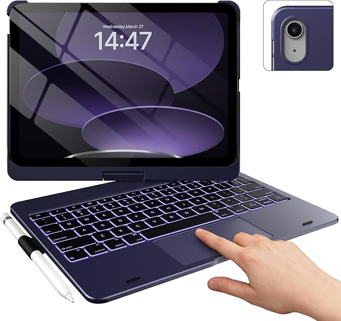 typecase Touch iPad A16 11th/10th Gen Case with Keyboard, 360° Rotating