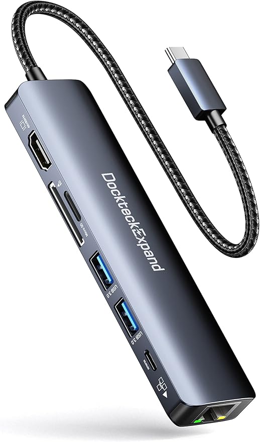 5 in 1 USB-C Hub, DockteckExpand USB-C to USB Adapter