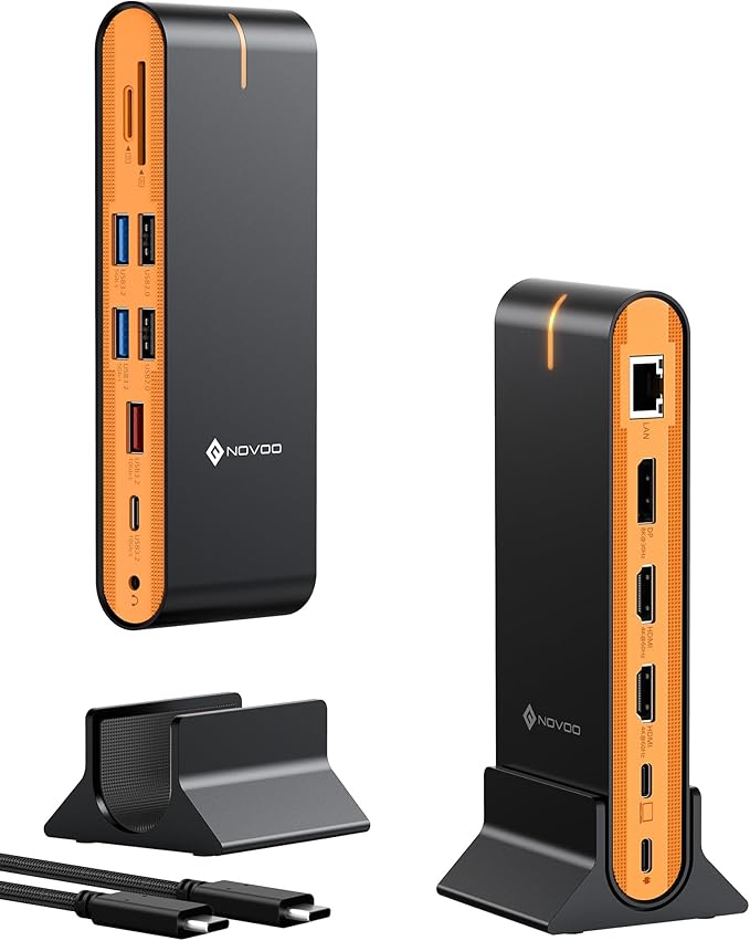 USB C Docking Station Quad Display, 14-in-1 Laptop Docking Station Dual Monitor, 8K@30Hz DP, Dual 4K@60Hz HDMI, VGA, 5 USB Data Ports, 100W PD, Ethernet, SD/TF, Mic/Audio, USB C HUB, Thunderbolt Dock