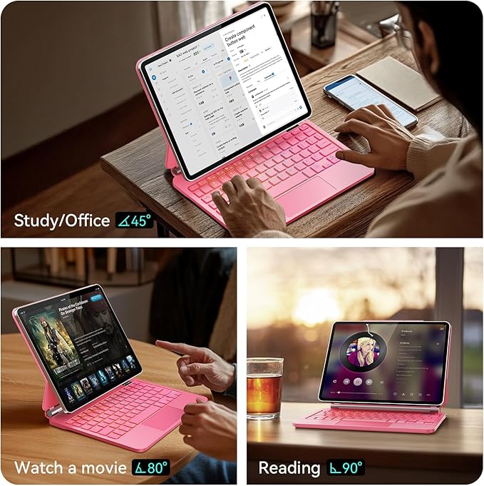 Keyboard Case for iPad Air 11-inch (M3 2025 / M2 2024) & iPad Pro 11 inch(1st/2nd/3rd/4th Generation),Magic Magnetic Backlit Keyboard Case with Multi-Touch Trackpad- Easy-Set Floating Cantilever Stand