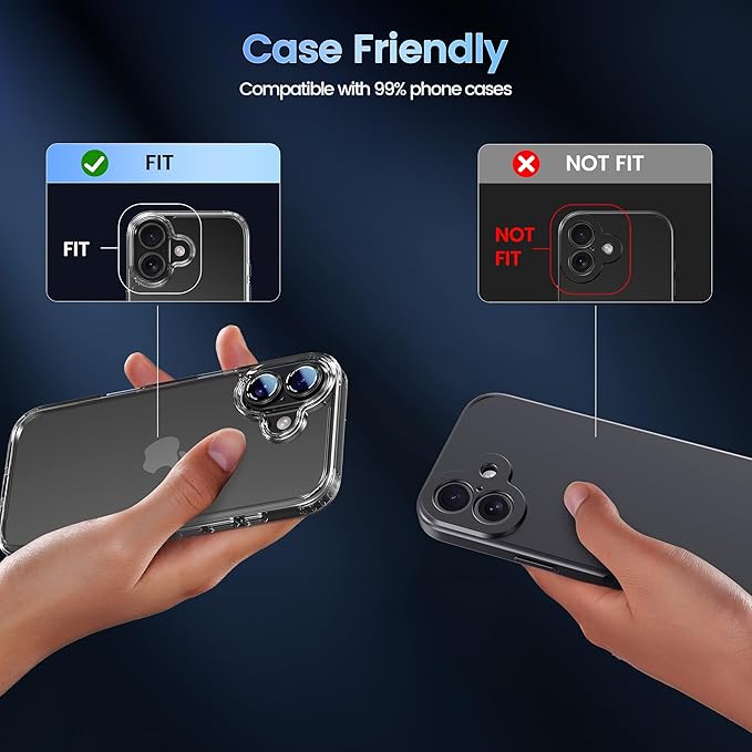 CACOE Metal Camera Lens Protector for iPhone 16/16 Plus/17 Cover