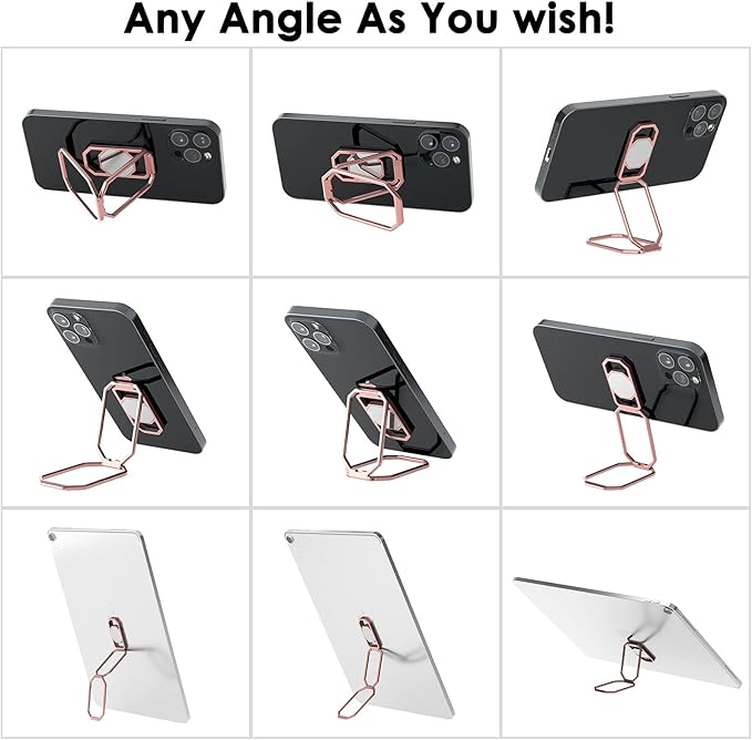 Phone Ring Holder Finger Kickstand, 360° Rotation Metal Phone Grip for Magnetic Car Mount Foldable Cell Phone Stand Compatible with Most Smartphones