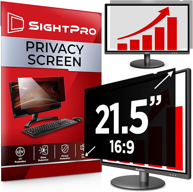 SightPro 15.6 Inch 16:9 Laptop Privacy Screen Filter - Computer Monitor Privacy Shield and Anti-Glare Protector