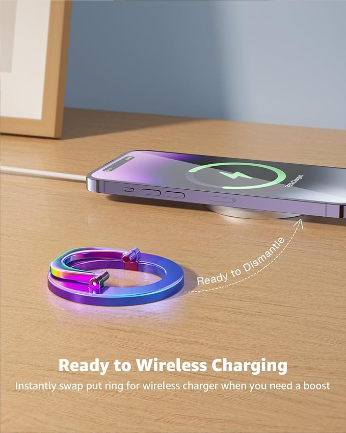SUPERONE for MagSafe Phone Grip, Stylish Cool Magnetic Ring Holder with Adjustable Stand, Removable MagSafe Accessories Only for iPhone 12/13/14/15/16/17 Series & Fits Magnetic Case - Colorful