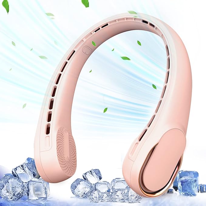 ASNUG Neck Fan, Bladeless Neck Fan, 4000 mAh Rechargeable Personal Fan, 360° Hands Free Wearable Fan, 3 Speeds Adjustable,Faster Cooling, Ultra Quiet, Suitable for Home, Office, Travel, Sports
