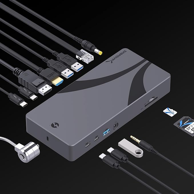 SABRENT Thunderbolt 4 Docking Station, TB4 Ports, 8K/4K, USB4 & TB3 Compatible, DP 1.4, HDMI 2.1, USB-C/USB-A Ports, Gigabit Ethernet, Audio Jack, SD/TF Card Reader, Windows/macOS/Linux (DS-T4MF)