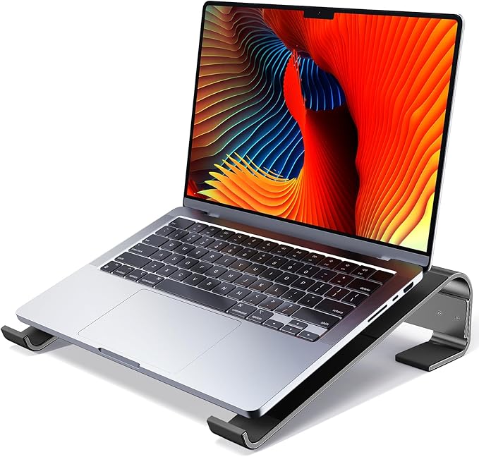 MOKURU Laptop Riser for Desk - Aluminum Ergonomic Computer Stand for Laptop Cooling - Compatible with MacBook Pro/Air, Dell, HP, Lenovo, 10-17.3''