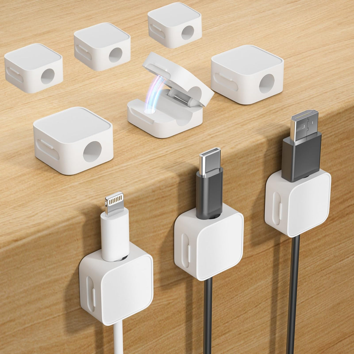 9 Black Magnetic Cable Clips