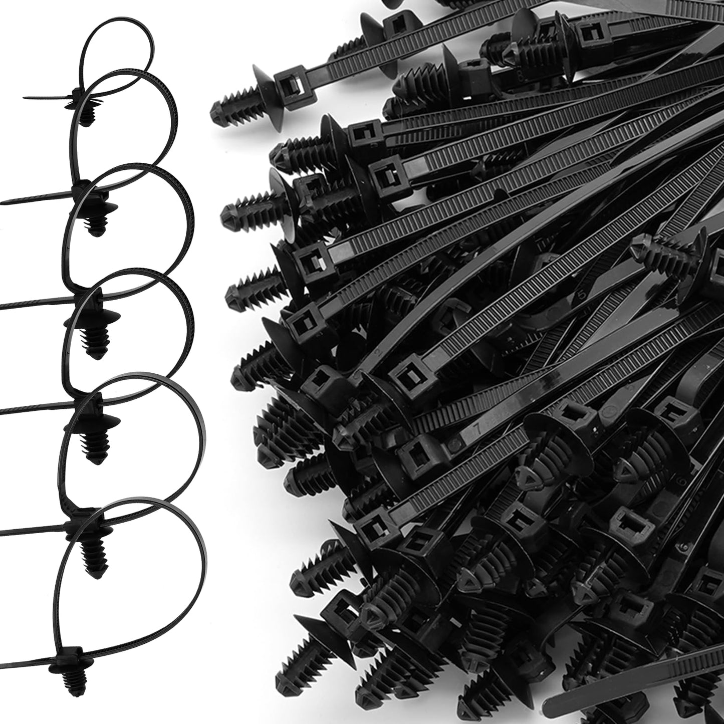 Semrien Push Mount Cable Ties Assorted Sizes Push Mount Zip Ties, 240 Pcs