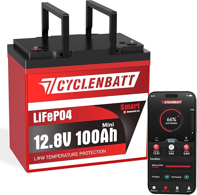 CYCLENBATT 12V 10Ah LiFePO4 Lithium Battery, UL Certified, 5000+ Cycles