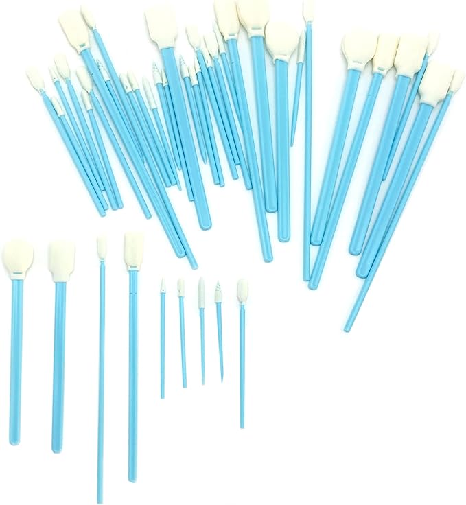 100 Pcs Solvent Resistant Professional Lint Free Swabs, 6.37" Long Handle Foam Swabs for Electronics, Camera Sensors, Printers, Optical Lenses