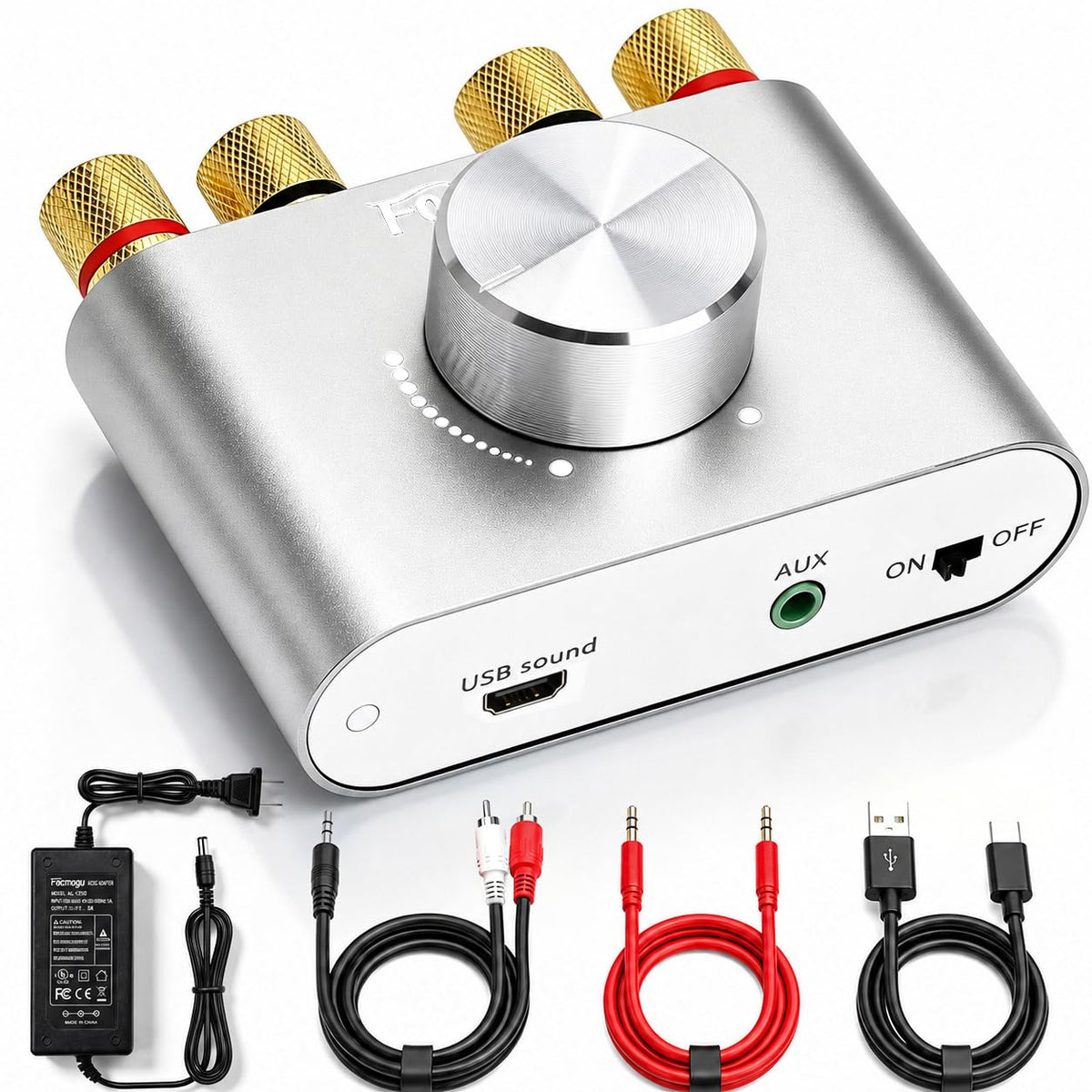 Facmogu M6 Mini Bluetooth 5.0 Stereo Amplifier, 100W x 2 HiFi Audio Amp