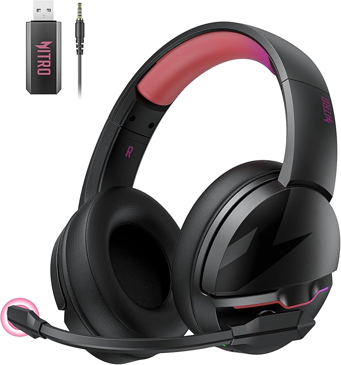 acer Wireless Gaming Headset, PS5 Headset with 2.4GHz for Ps5, Ps4, PC, Switch, Bluetooth 5.3 + 100Hrs Gaming Headphones with Noise Canceling Mic for Laptop, Mobile, Mac