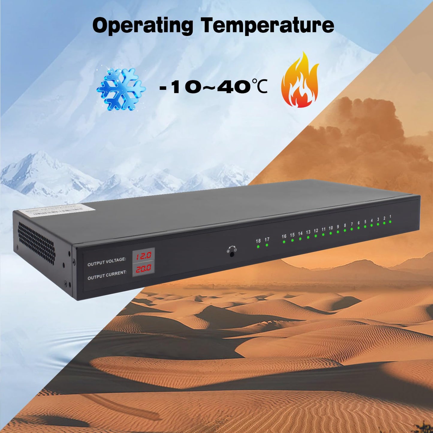 UltraPoE 1U 12V 20A 18-Channel Rack Mount Power Supply