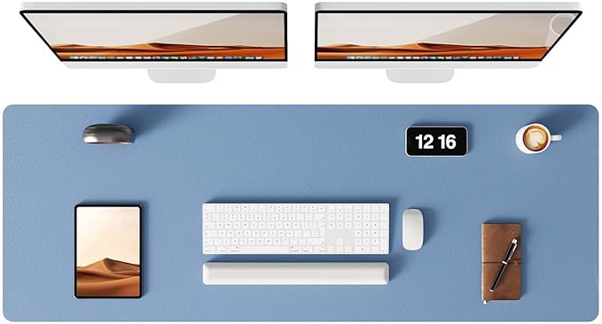 YSAGi Leather Desk Pad Protector, Office Desk Mat, Large Mouse Pad, Non-Slip PU Leather Desk Blotter, Laptop Desk Pad, Waterproof Desk Writing Pad for Office and Home (Light Grey — 47" x 17"