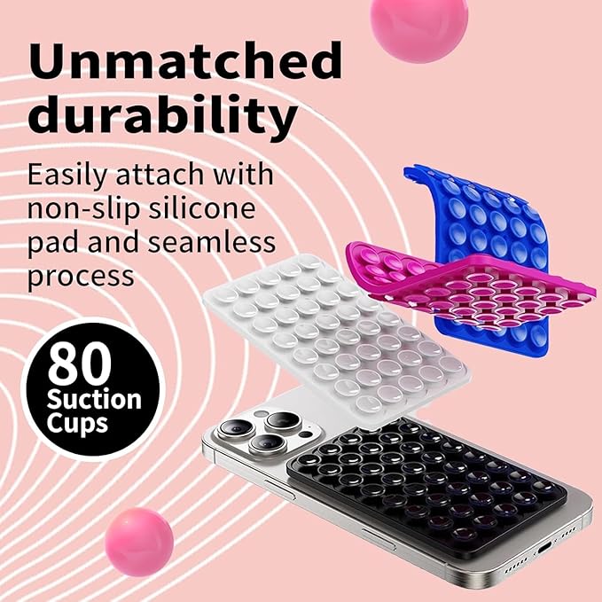 Silicone Suction Cup Phone Mount by Octo Buddy - Double Sided Phone Sticky Grip with Enhanced Suction Power for Hands-Free Selfies & Videos,Phone Accessories Hands-Free Strong Grip(Black)