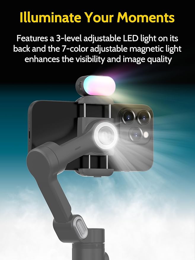 Handheld Gimbal Stabilizer for iPhone 15/14 Android Phone 3-axis Phone Stabilizer for Video Recording Vlogging, Smartphone Gimbal w/RGB Light,AI Tracking for TikTok YouTube(Smart X Kit Black)