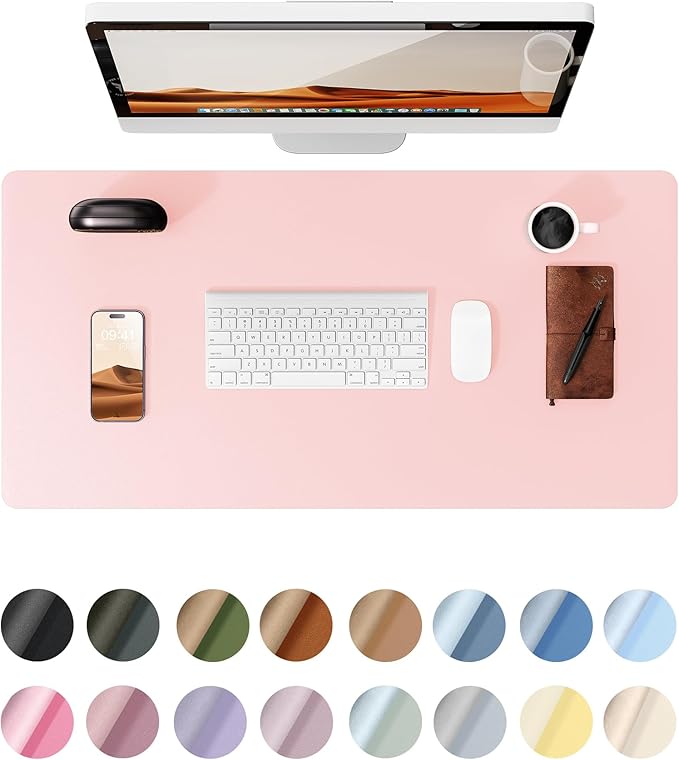 YSAGi Large Extended PU Leather Desk Pad Protector – Non-Slip Waterproof Desk Mat for Office & Home, Easy Clean Mouse Pad & Laptop Writing Blotter 35.4"x17" Black — 35.4" x 17"