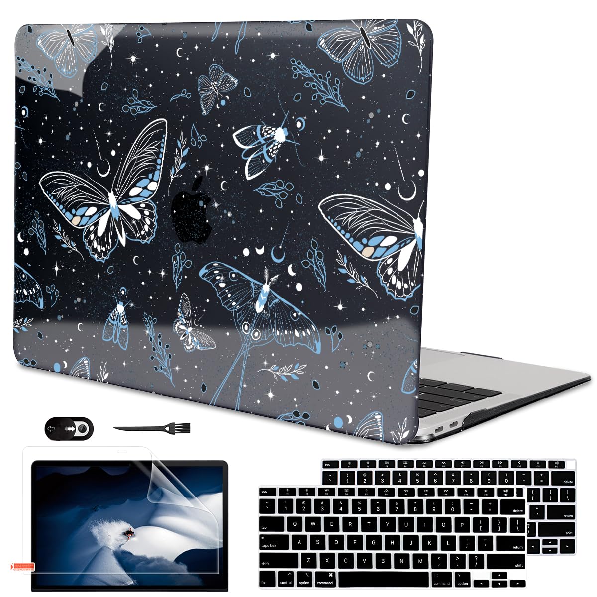 LCMOCICO for MacBook Air 13 inch Case 2020 2019 2018 Release M1 A2337 A2179 A1932, Glitter Crystal Pritned Pattern Hard Case Cover for Mac Air 13.3" Retina Display Touch ID, Astronauts & Spacecraft