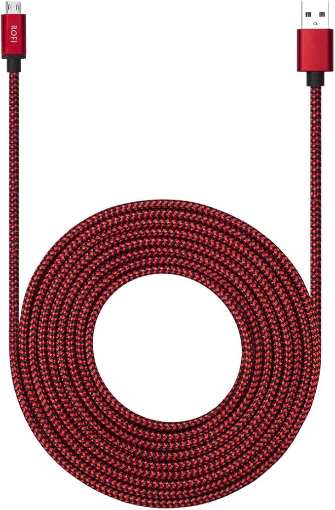 RoFI Micro USB Cable 15ft with 3A Fast Charging Extra Long and Extremely Durable Nylon Braided Charger Cord for Galaxy S7/S6/J8/J7 Note 5,Kindle,LG,PS4,Camera