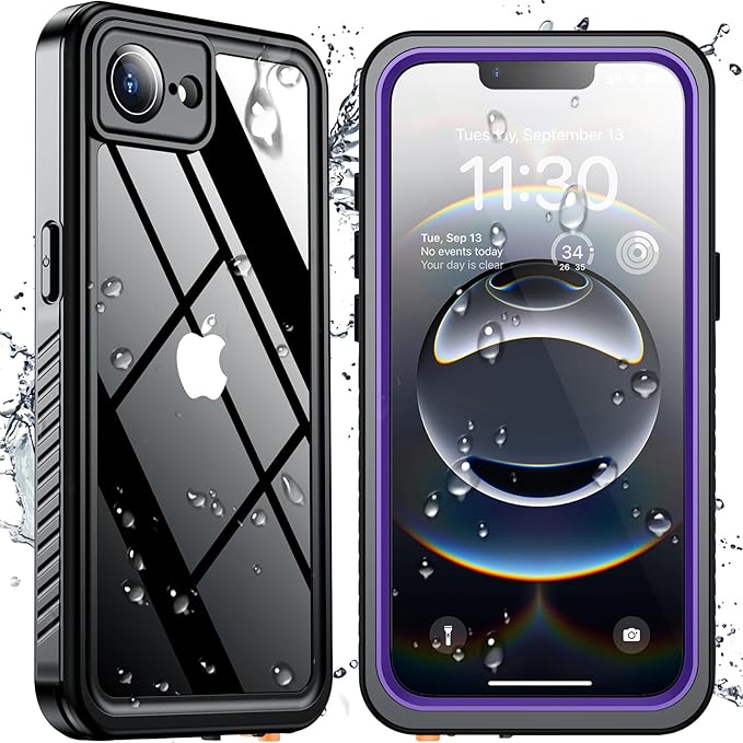 SPIDERCASE for iPhone 16e Case/iPhone 17e Case Waterproof,Black/Clear