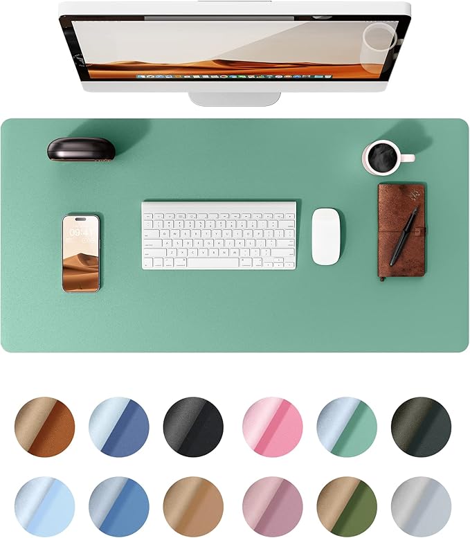 YSAGi Large Extended PU Leather Desk Pad Protector – Non-Slip Waterproof Desk Mat for Office & Home, Easy Clean Mouse Pad & Laptop Writing Blotter 35.4"x17" Black — 35.4" x 17"