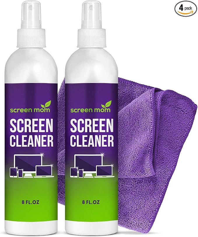 Screen Mom Screen Cleaner Spray 8oz & 2oz for TV, Car, Laptop and Computer
