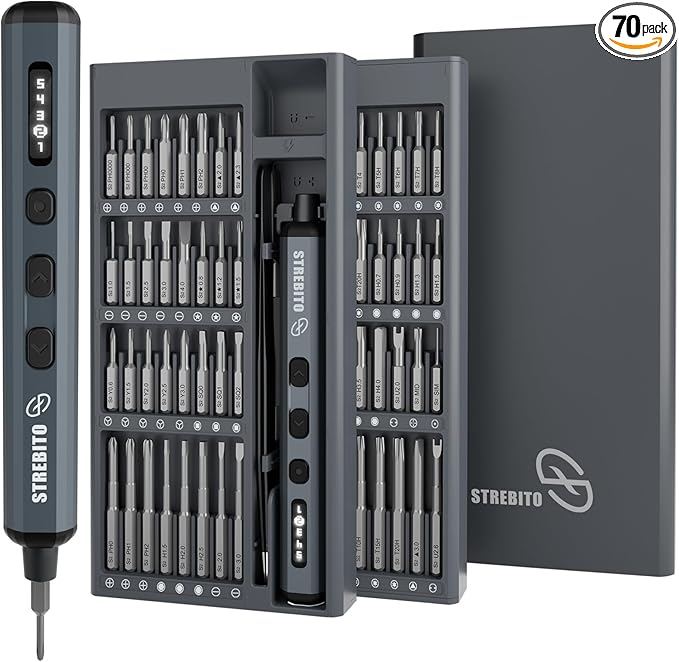 STREBITO Mini Electric Screwdriver Set, 70 in 1 Small Electric Screwdriver