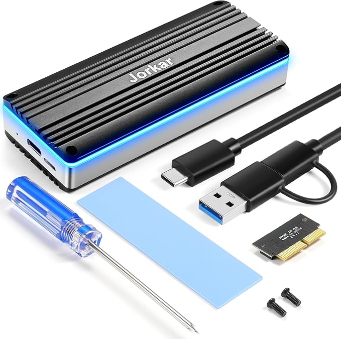 Jorkar External USB-C 3.2 SSD Enclosure for MacBook Air/Pro 12+16 PIN SSDs, Hard Drive Reader for A1466 A1465 A1502 A1398 SSDs mid 2013-2017, Portable Mac SSD to USB C Adapter Case