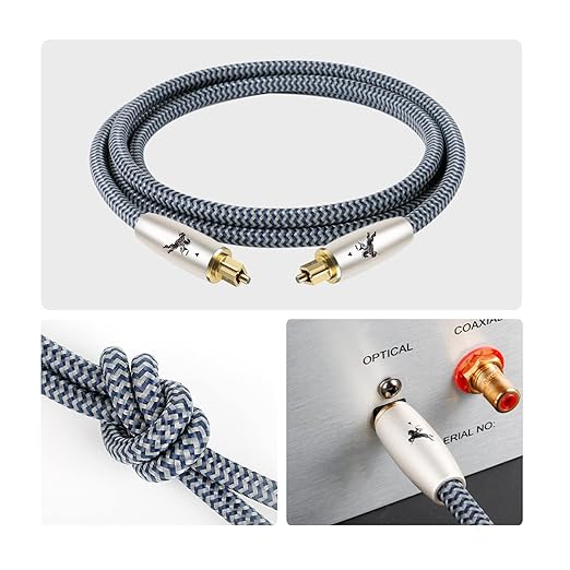 Digital Fiber Optic Audio Cable for Sound Bar Toslink Cord Male to Male 24K Gold Plated Connector Optical Audio Cable 6ft 10ft S/PDIF Glass Core, 4.9feet/1.5M IMP-2201