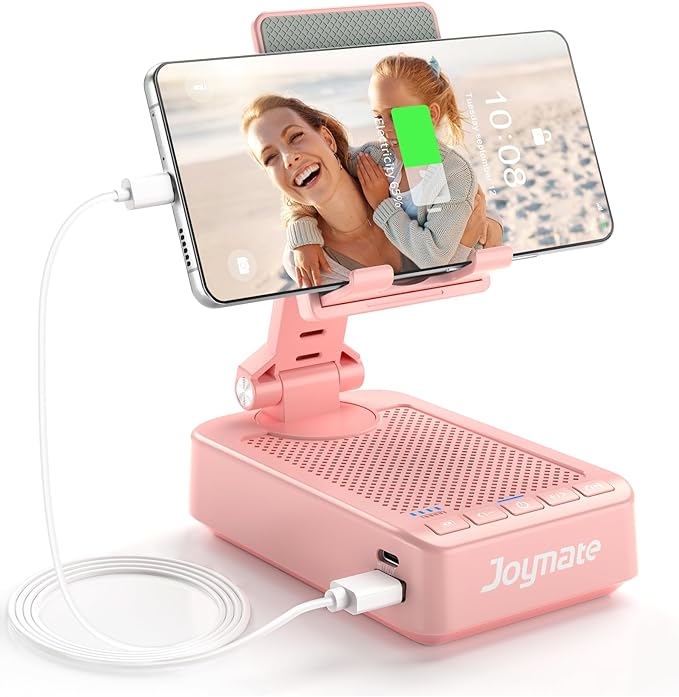 Joymate Gifts for Men Women, Bluetooth Speaker Phone Stand with Charging Function 360° Rotable Adjustable Cell Phone Holder HD Surround Sound for Desk Fits All Phones